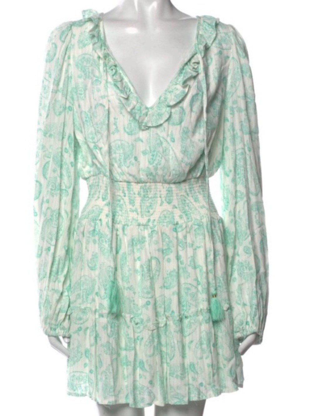 House of Harlow 1960 Mint Paisley Tiered Ruffle Ajay Dress